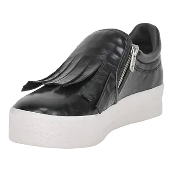 Ash King Kiltie Fringe Black Croc Embossed Leather Sneakers Size 40 - Picture 2 of 11